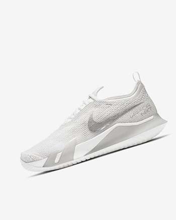 Nike Court React Vapor NXT Blancos Grises Metal Plateados | MX 3193